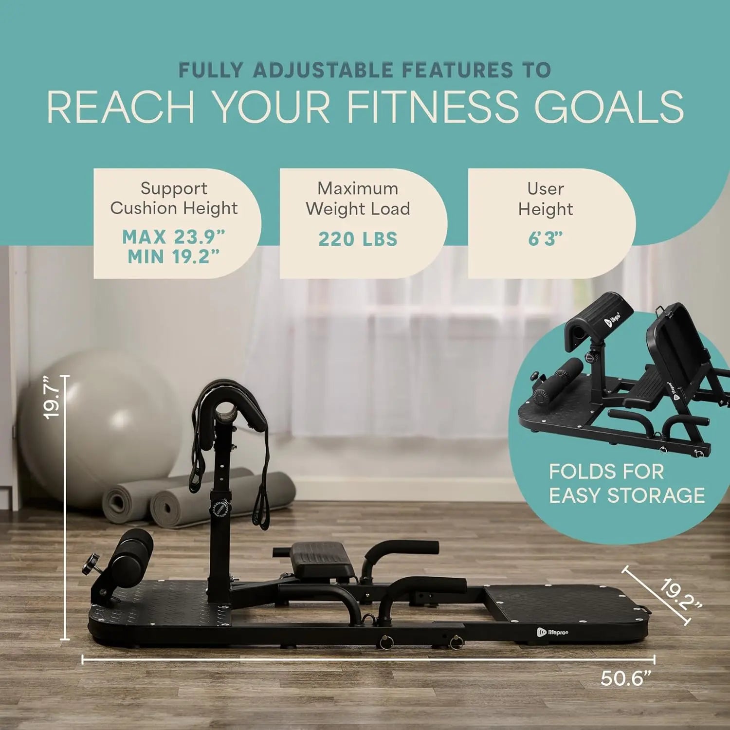 Lifepro Gluteblast Hip Thrust Machine - Compact Home Gym Equipment for Enhanced Glute Development and Lower Back Support | Adjustable Design with Lifetime Warranty