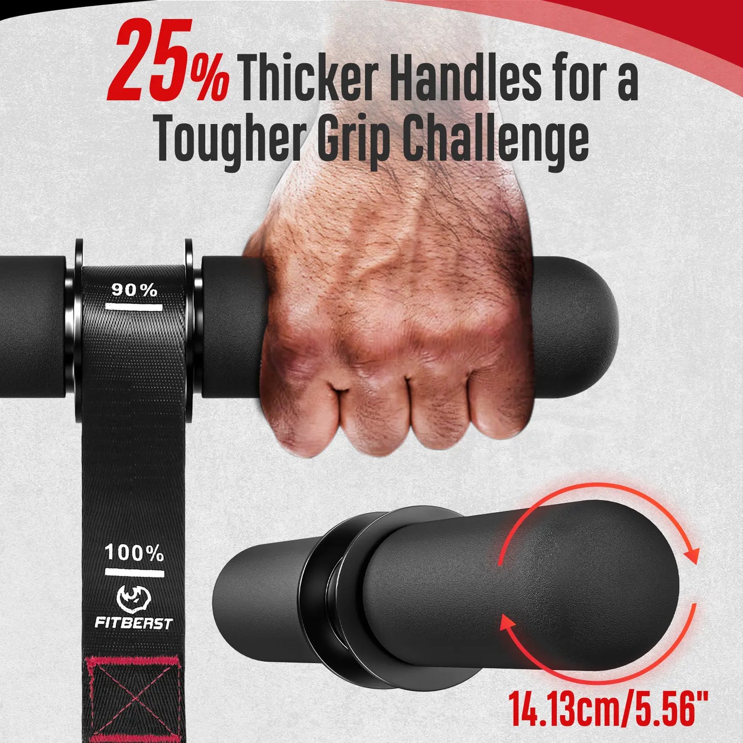 Fitbeast Forearm Strengthener & Wrist Roller with Thickened Handle, Forearm Exerciser with Adjustable Nylon Strap, 220Lbs Capacity - Ideal for Wrist, Forearm, Grip, and Arm Workouts, Grip Strength Trainer