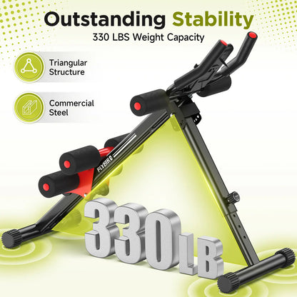 FLYBIRD Foldable Fitness Ab Machine - Adjustable Multifunctional Abdominal Muscle Core Trainer, Tummy Exercise Equipment for Beginner at Home Gym Full Body Strength Training