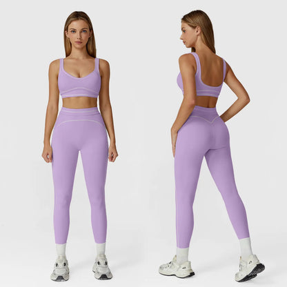 MFVIM Women'S Two-Piece Sports Set, Comfortable Activewear for Fitness and Gym, Athletic Clothing for Everyday Use Summer Sportswear Yoga Bottoms Sporty Casual Seamless