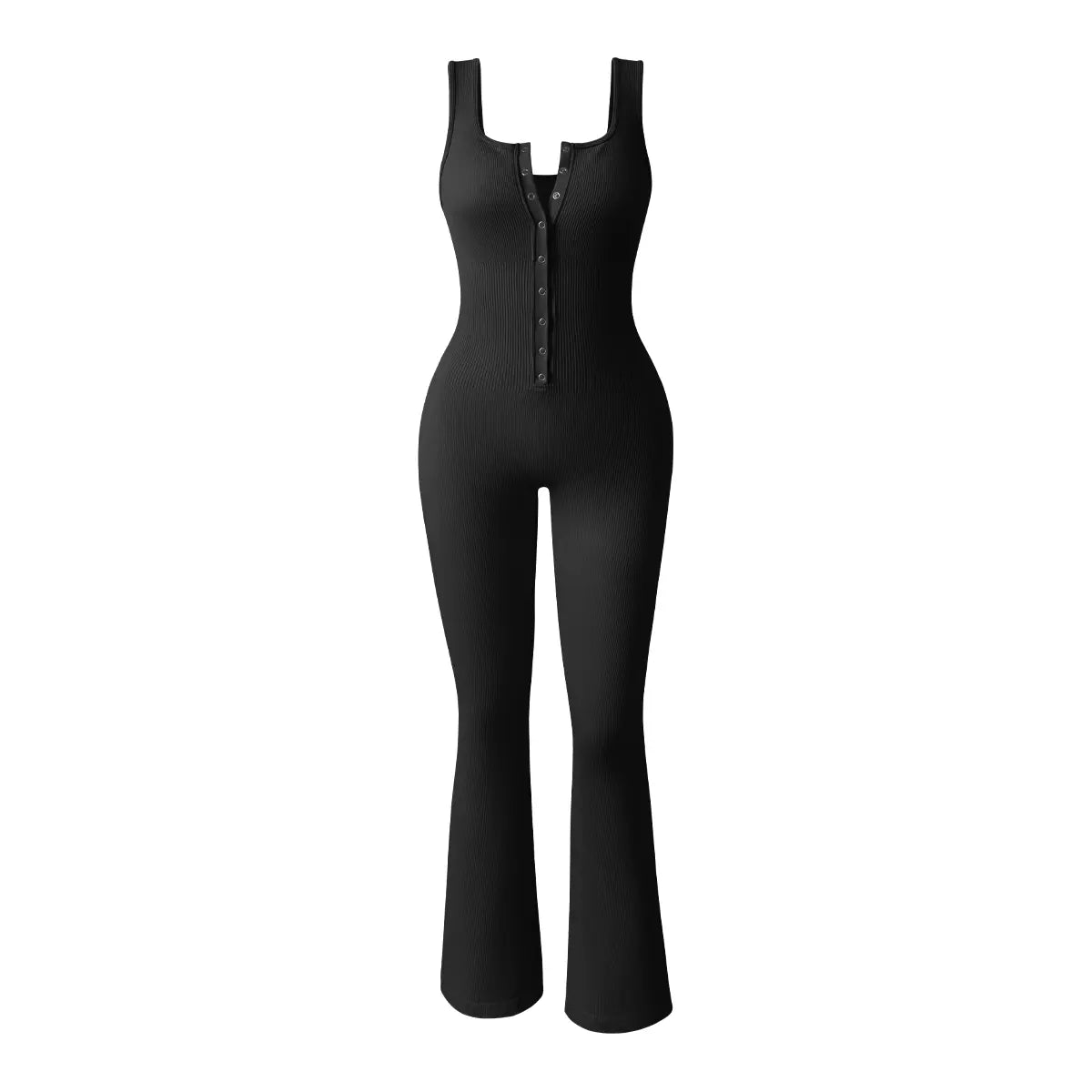 OQQ Women'S Yoga Ribbed Tank Button Tops Rompers Sleeveless Exercise Jumpsuits Springtok Outdoorfun