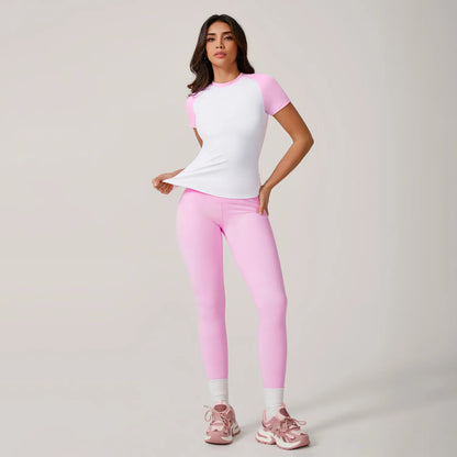 TIMEOFF Women'S 2 Piece Sweatsuit Set - Raglan Sleeve Color-Block Fitted Top & High-Waist Leggings, Stretchy Breathable Sporty Style Outfits for Yoga, Gym Workouts, Women'S Clothes,Summervibes
