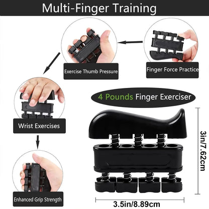 Pro Grip Trainer 4-Pack Adjustable Resistance (10-130 Lbs) - Forearm Exerciser for Muscle Development and Grip Strength Improvement (Office, Gym, Carpal Tunnel Relief)