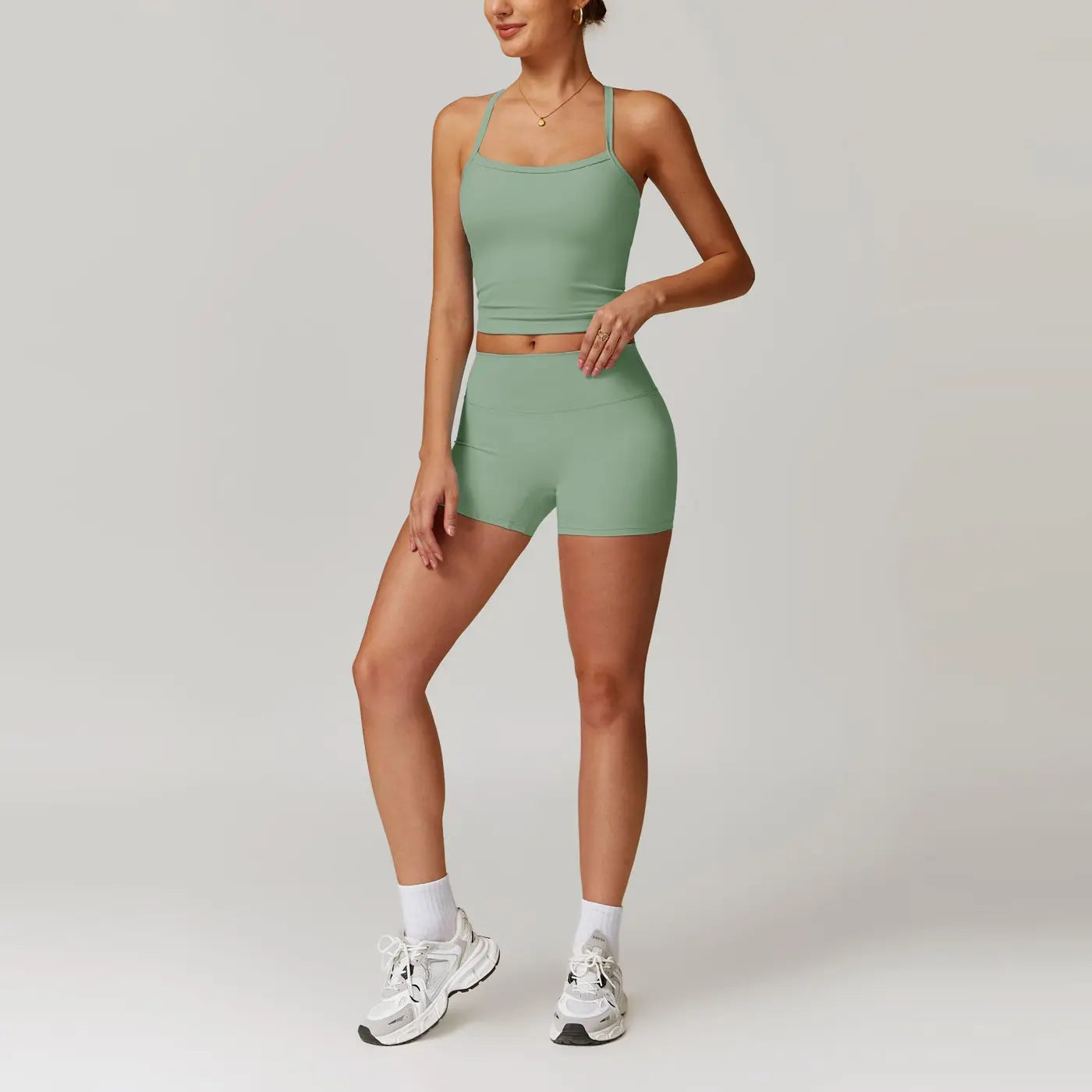 MFVIM Women'S Yoga Wear Backless Lace up Sports Bra and High Waisted Hip Lifting Shorts Matching Workout Set Butt-Lifting Pilates Improver Suit Sleeveless Gym Tops Lightweight Activewear Running Outfits Sporty Style Clothes