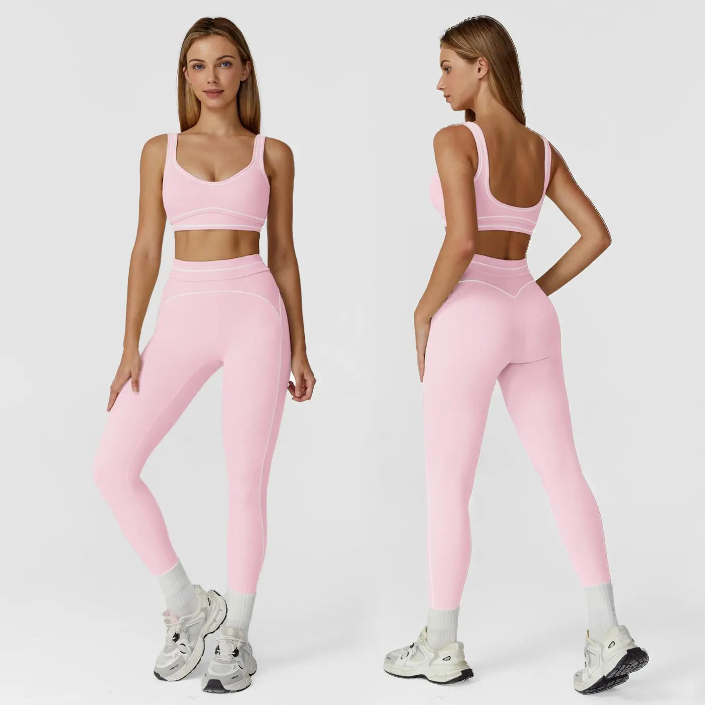 MFVIM Women'S Two-Piece Sports Set, Comfortable Activewear for Fitness and Gym, Athletic Clothing for Everyday Use Summer Sportswear Yoga Bottoms Sporty Casual Seamless