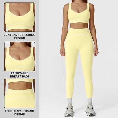MFVIM Women'S Two-Piece Sports Set, Comfortable Activewear for Fitness and Gym, Athletic Clothing for Everyday Use Summer Sportswear Yoga Bottoms Sporty Casual Seamless